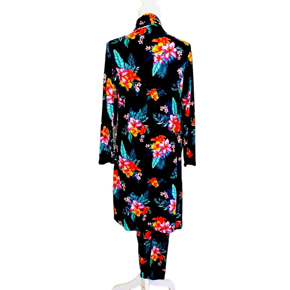 $10 SALE! NWT 2pc MINETTE Black Floral Bodycon Jumpsuit & Duster Set - Picture 8 of 16